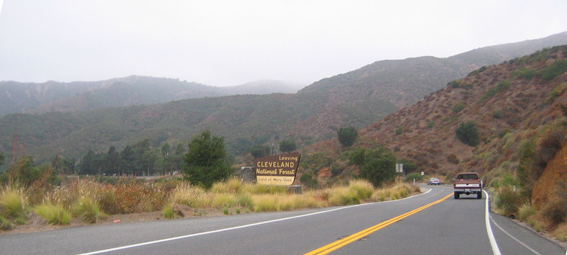 Ortega Highway winding through the chaparral-covered Santa Ana Mountains